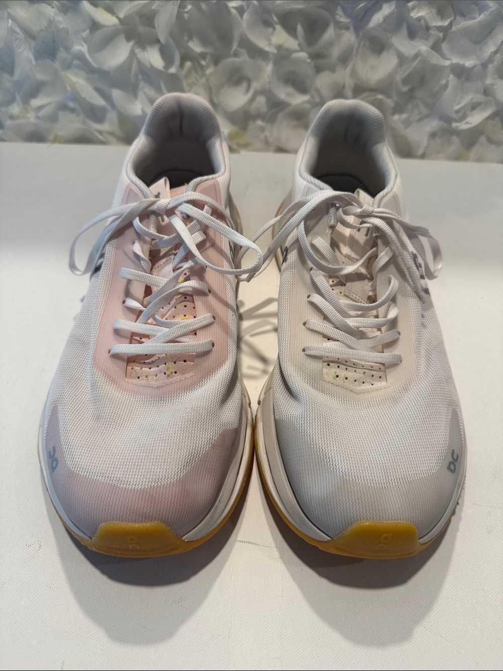 On Running Men's Sneakers in White, Pale Pink and Yellow